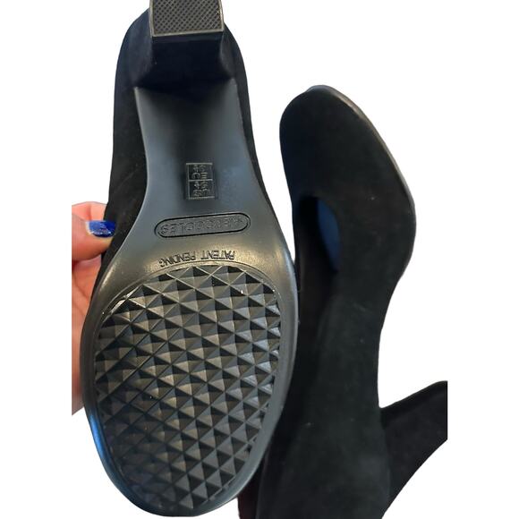 Aerosoles Heelrest Black Suede Round Toe Comfort Stacked 3" Heel sz 5.5 NWOT - Picture 12 of 13